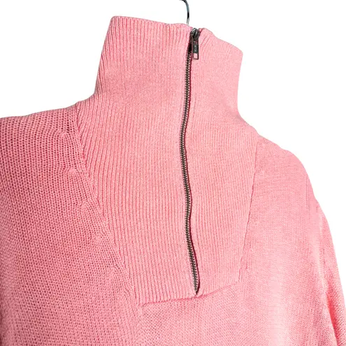 Free Assembly Long Sleeve Half Zip Sweater Dress Midi Size Large Pink Preppy New
