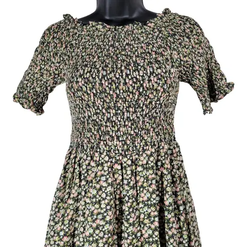 Dress Forum Smocked Floral Maxi Dress Off Shoulder Ruffle Short Sleeve S NWT