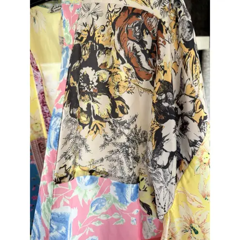 Intimately Free People Patchwork Floral Kimono M/L Open Front Duster Boho Jacket Yellow - Image 5