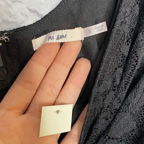 Miami Black Lace Surplice Romper with Ribbon Tie Small