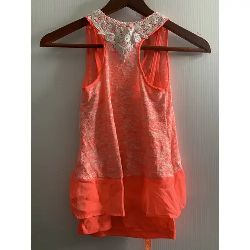 lei Razor Back Pink /Orange Sheer Tank/Cami Size Medium