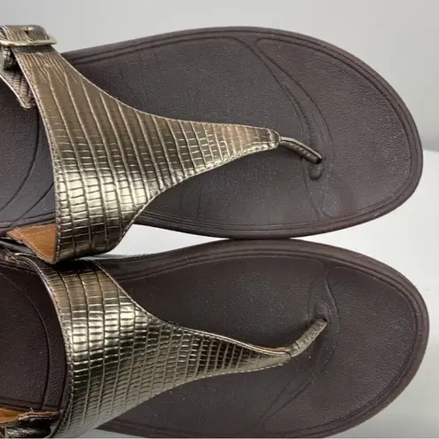 FitFlop The Skinny Leather Metallic Bronze Sandal