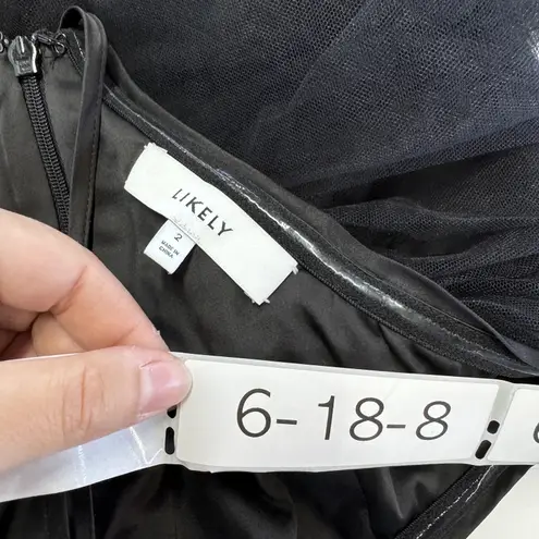 Likely Dress Women 2 Black Shane Tiered Tulle Halter Gown Rhinestone Embellished