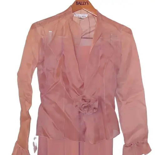 Chetta B Cheeta B dusty rose 💯silk three piece skirt, jacket, & camisole. Size 8/8P