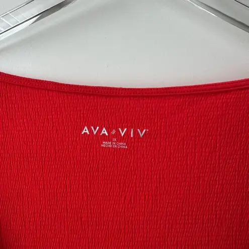 Ava & Viv Plus Size Long Sleeve Wrap Dress Red 2X NWT