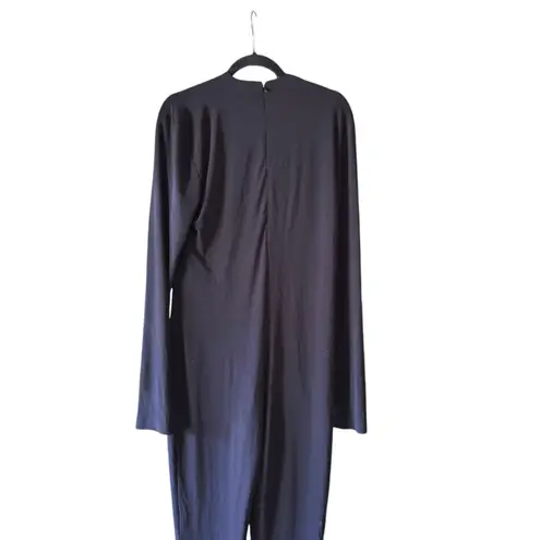 Norma Kamali - Long Sleeve Deep V-Neck Catsuit w/ Footie Slits Sz L