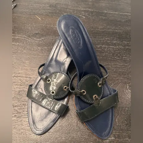 Tod's  Kitten Heels Slides in Blue Sz 11 thumbnail 10
