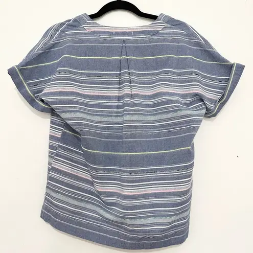 Marine layer  Bali Tunic in Blue Multi Stripe Cotton size XS rainbow summer boho