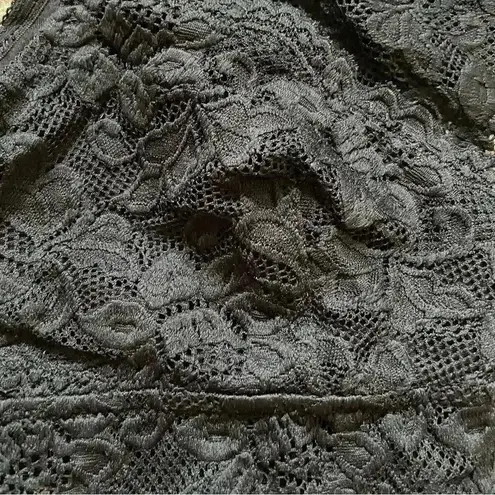 Jenny Jen Black Embroidered Floral Lace RACERBACK PADDED BRALETTE Spandex SZ L Black Size L