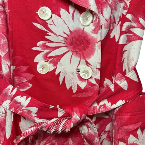 NWT Austin Reed Red Floral Retro Luxe Belted Double Breasted Blazer Jacket M Size M