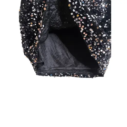 Vassia Kostara Sequin Mini Skirt Black Silver Sparkle Party Holiday Womans Small