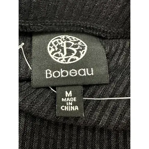 Bobeau Ribbed Knit Classic Midi Skirt Pull-On Elastic Waist Black W Medium NWOT