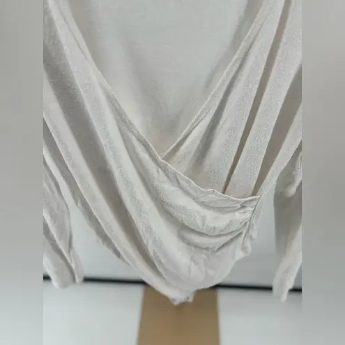 Abercrombie & Fitch Abercrombie soft brushed fleece long sleeve wrap front white bodysuit size XL