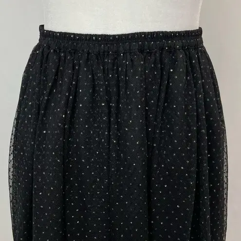 ZARA Glitter Polka Dot Tulle Knee Length Skirt Black Gold Size Small 7736/420