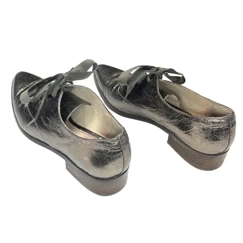 Louise et Cie Lo-Adwin Derby Oxfords Crackle Metallic Leather 8.5 38.5 EUC