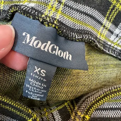 Modcloth  Plaid Pull on Ankle Pants in Green Yellow Black Pop Punk Grunge Size XS