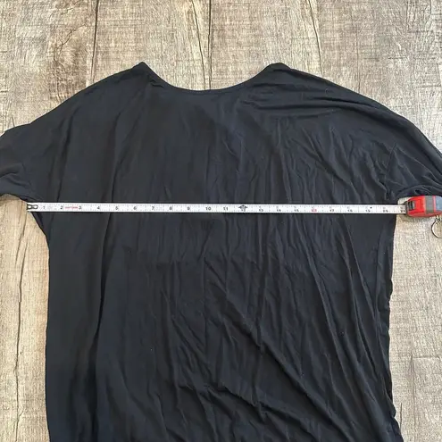 Adore Me  Women's Solid Black Low Back Shirt W Grayish Purple Satin Ribbons Sz L