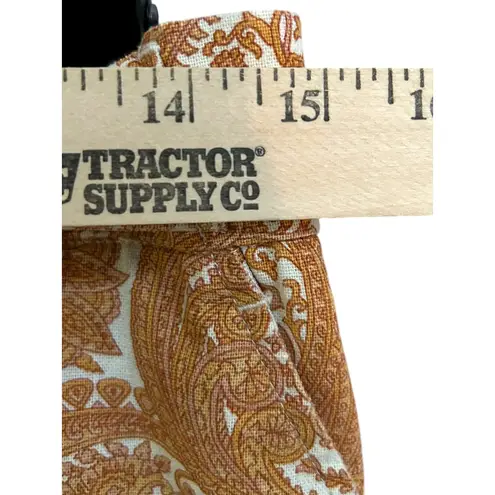 Sigrid Olsen Women Brown Boho Paisley Cropped Wide Leg Belted Linen Pants Medium