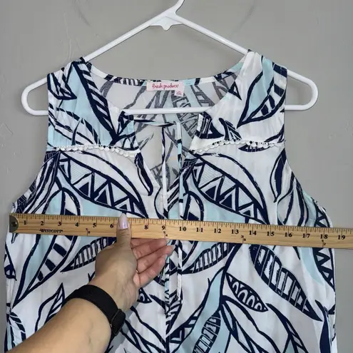 Fresh Produce ADA Palm Leave Print Dress Sleeveless Sz XS Hi Low Hem