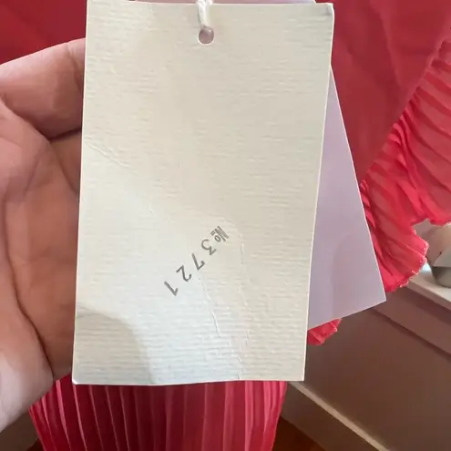 NWT Senes Paris Ruffle Maxi Dress Pleated Skirt Fits Medium Orange