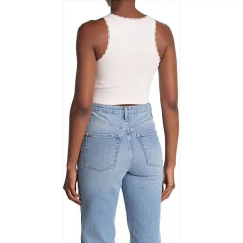 Topshop  Thinking of Fries Lace Trim Crop Top Light Pink size 8P