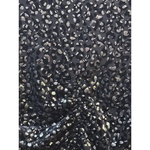 AllSaints Eris Leopard Top Ruched Bodycon Top Blouse Size 2 Black