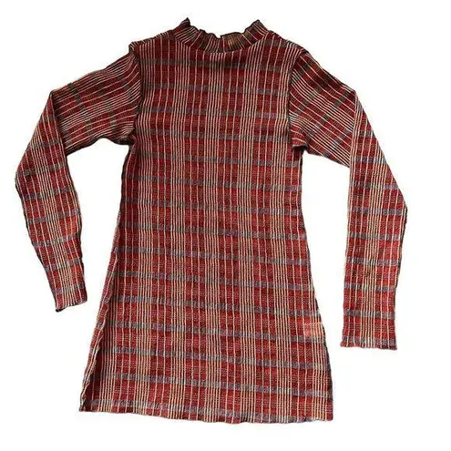 Are You Red Tartan Plaid Long Sleeve See Through Shirt One Size FAULT