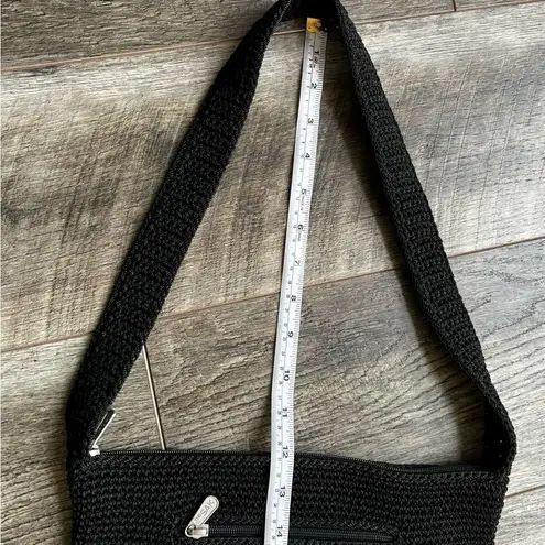 The Sak Original Crochet Knit Black Purse Shoulder Bag Medium Handbag