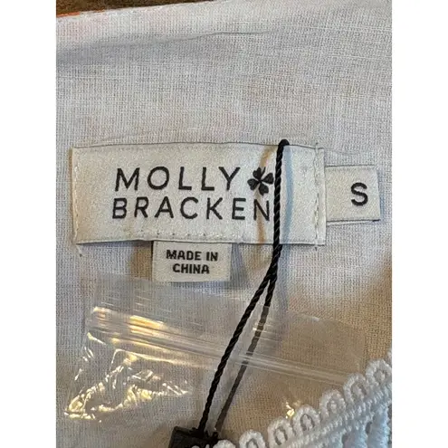 Molly Bracken Floral Dress Crochet Lace Yoke Puff Sleeve Orange Size Small New