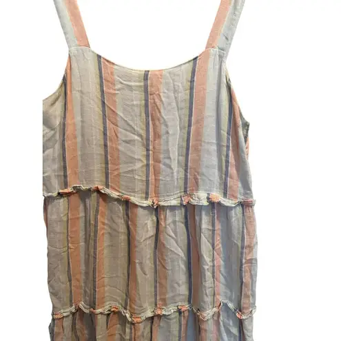 Rails Sandy Linen Blend Ruffle Mini Summer Sundress Women’s Sz L Biarritz Stripe