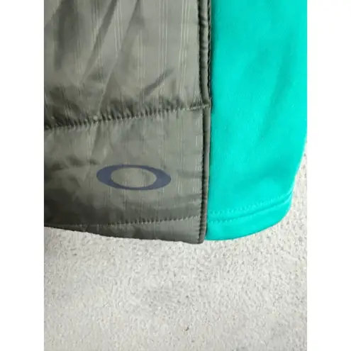 Oakley Women's Small Vest Gray Green Quilted Puffer Fleece Outdoor Hiking Active