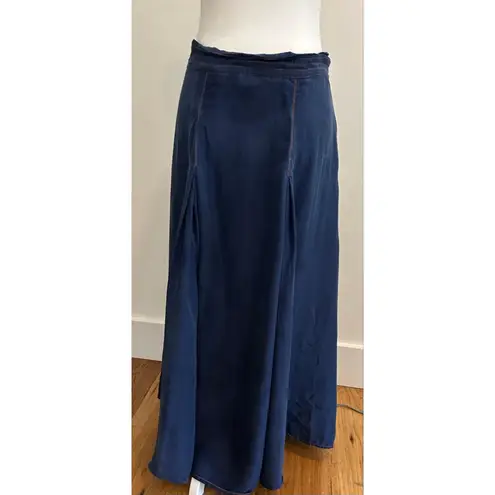Sunny Leigh  Navy 100% Silk Button-Front Maxi Skirt small
