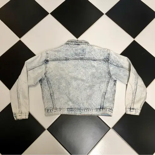 Jordache Vintage 80s 90s Acid Wash Light Denim Jean Jacket Stone Wash Cropped L