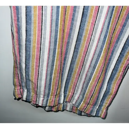 Seven7 Linen Blend Cropped Wide Leg Pants Womens Size 12 Multicolor Stripe Boho