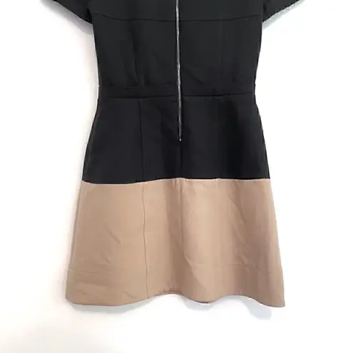 BCBGMAXAZRIA  Hannah Dress Black Tan Brown Colorblock Color Block Fit Flare Mini