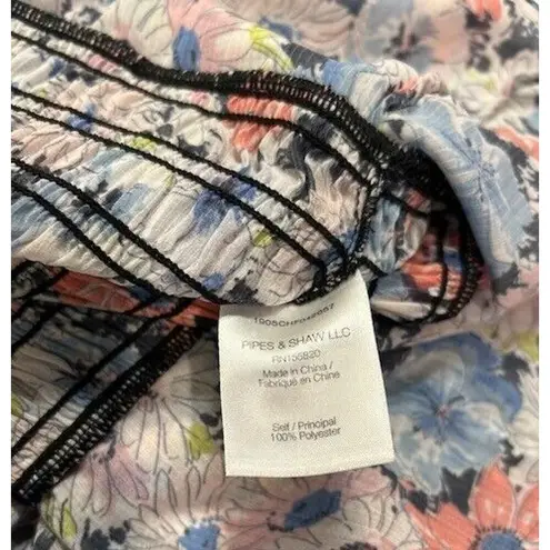 Veronica Beard Cici Ruched Smocked Ruffle Sleeve Floral Flower Mini Dress 0