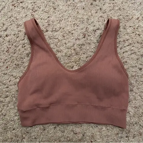 Aerie EUC  Nude Pink Ribbed Sports Bra