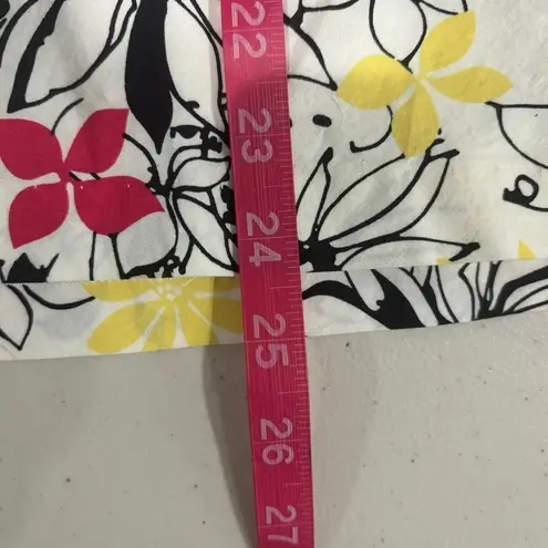 Oscar de la Renta Pink Yellow Black White Floral A-line Skirt Womens 14