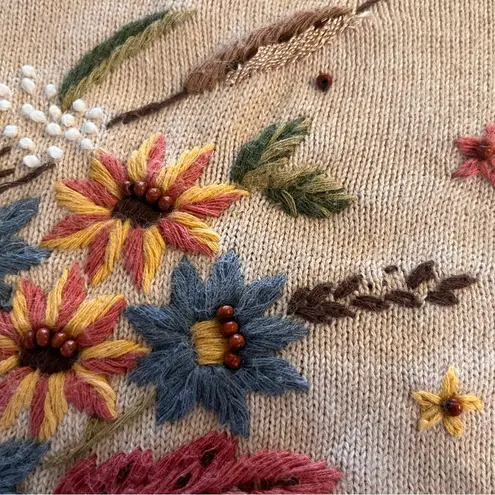 Vintage Sweater Alfred Dunner Womens 3X Embroidered Wildflower Autumn Bouquet