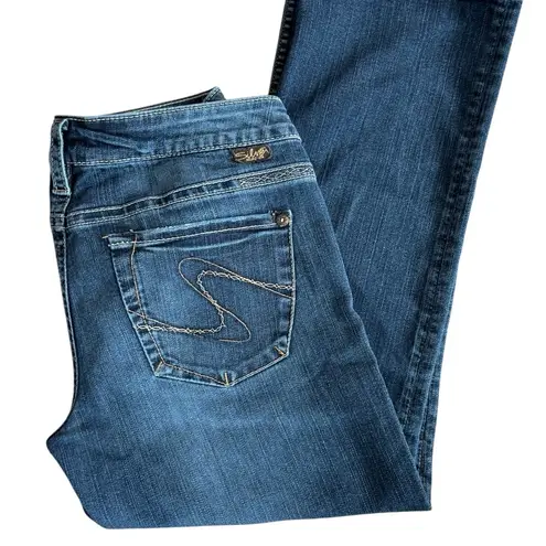 Silver Jeans Santorini Cropped Capri Stretch Low Rise Jean 30X25 Medium Wash