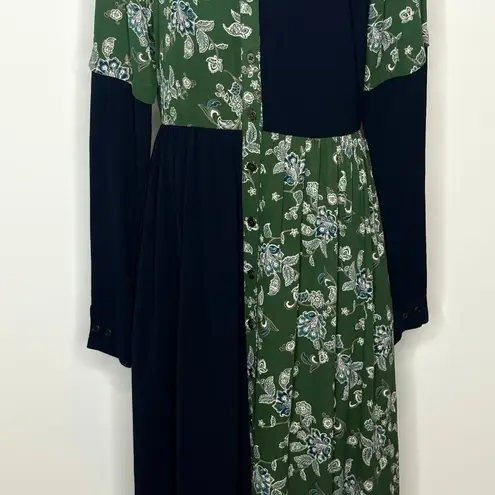 Pamela Love Paisley Patchwork Green Long Sleeve Shirt Dress Womens Size Medium