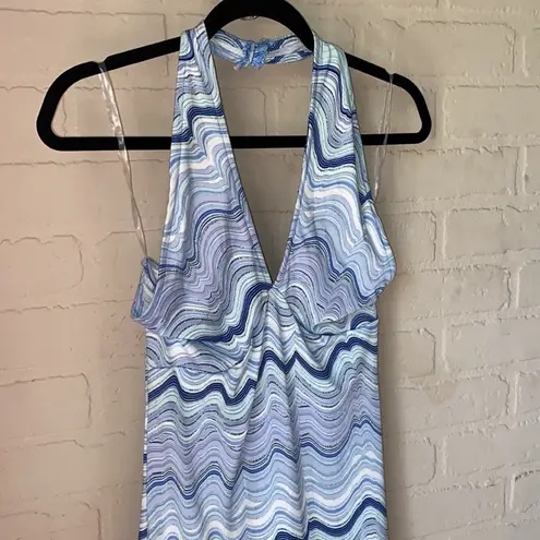 No Comment  dress halter medium stretch‎ wave print coverup NEW