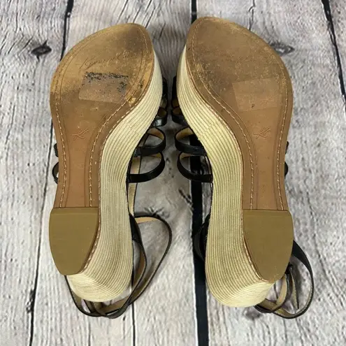 Kenneth Cole  Wedge Sandals Black Leather Straps Buckle - Two sizes R8.5 L9