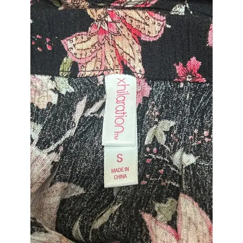 Xhilaration  Multicolor Floral Short Puff Sleeve Scoop Neck Tie Jumpsuit Size S