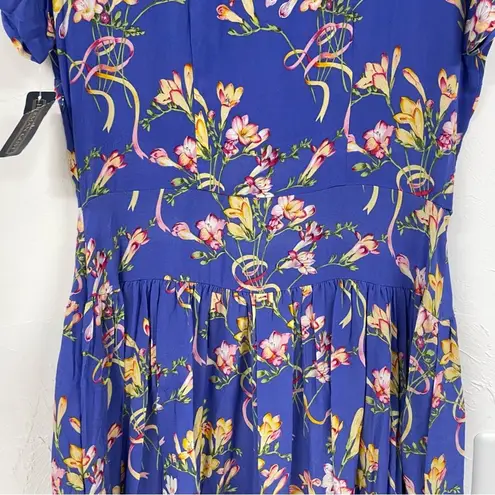 Vintage Herman Geist Blue Floral Print Blazer & Maxi Dress 2 Piece Matching Set Size 8