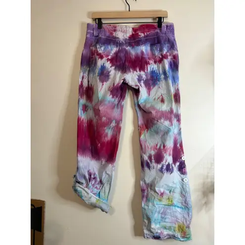 American Eagle  Tie Dye Pants Size 10 Reg‎ Multicolor Cotton Roll Tab Hem thumbnail 8
