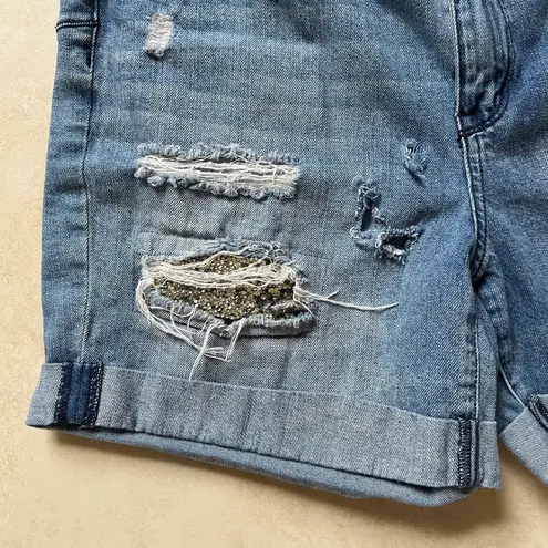 Juicy Couture  Ripped Jean Shorts Glitter Detail Size 10