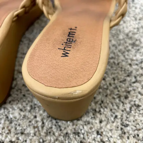 White Mountain Slide Wedge Slip On Sandals Size 11 Tan Braided