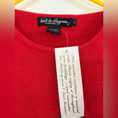 Vintage Work In Progress By Gladys Bagley Christmas Sweater Singing Works Red Size L