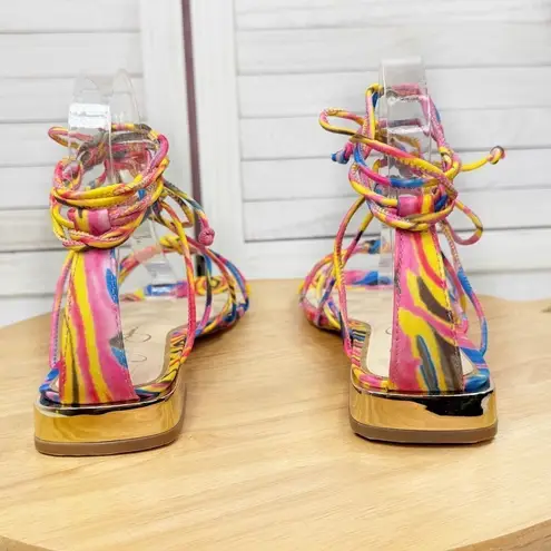 Jessica Simpson  Chasca Ankle Tie Lace Up Gladiator Sandals Multicolor 8